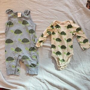 Cotton Turtle Set- overalls and onesie